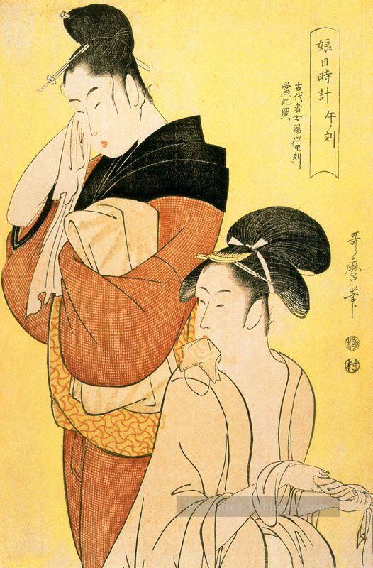 l’heure du Oxx Kitagawa Utamaro ukiyo e Bijin GA Peintures à l'huile